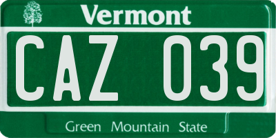 VT license plate CAZ039