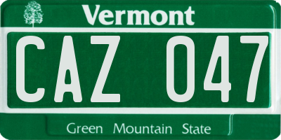 VT license plate CAZ047
