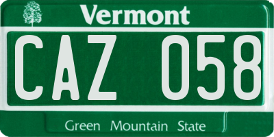 VT license plate CAZ058