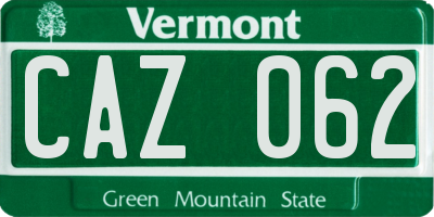 VT license plate CAZ062