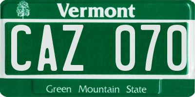 VT license plate CAZ070
