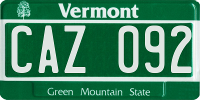 VT license plate CAZ092