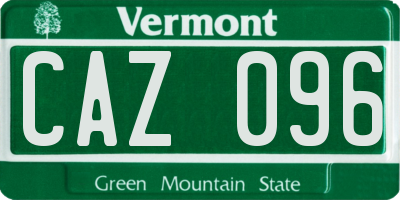 VT license plate CAZ096