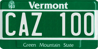 VT license plate CAZ100