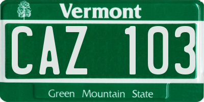 VT license plate CAZ103