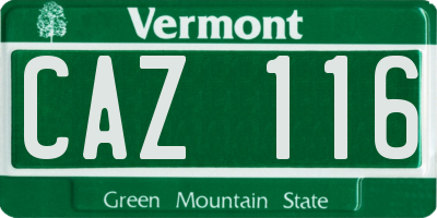 VT license plate CAZ116