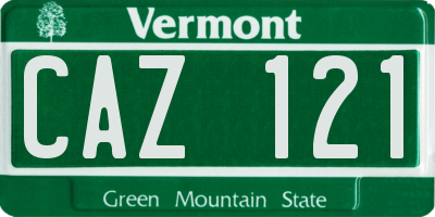 VT license plate CAZ121