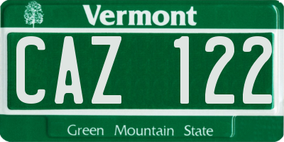 VT license plate CAZ122