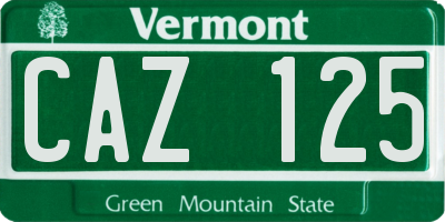 VT license plate CAZ125