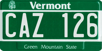 VT license plate CAZ126