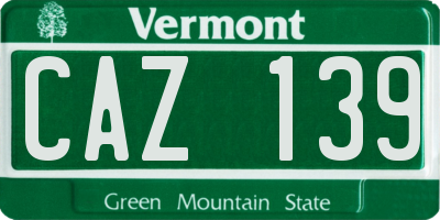 VT license plate CAZ139