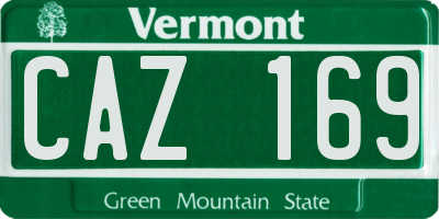 VT license plate CAZ169