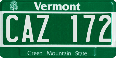 VT license plate CAZ172