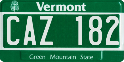 VT license plate CAZ182