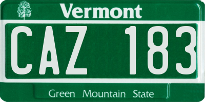 VT license plate CAZ183