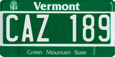 VT license plate CAZ189