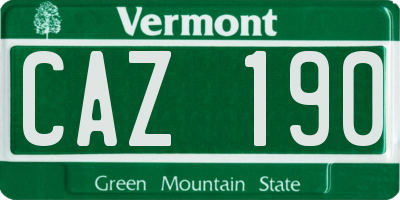 VT license plate CAZ190