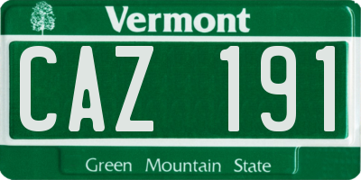 VT license plate CAZ191