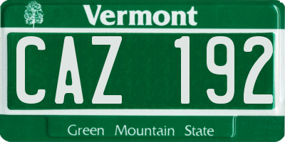 VT license plate CAZ192