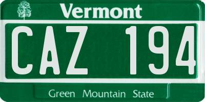 VT license plate CAZ194