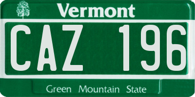 VT license plate CAZ196