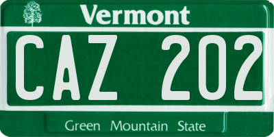 VT license plate CAZ202