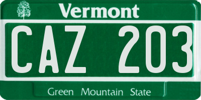 VT license plate CAZ203
