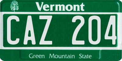 VT license plate CAZ204