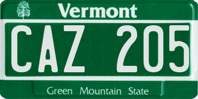 VT license plate CAZ205