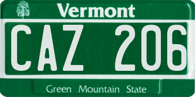 VT license plate CAZ206