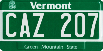 VT license plate CAZ207