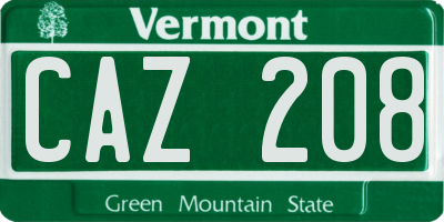 VT license plate CAZ208