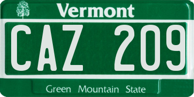 VT license plate CAZ209