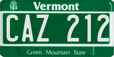 VT license plate CAZ212