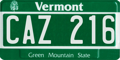 VT license plate CAZ216