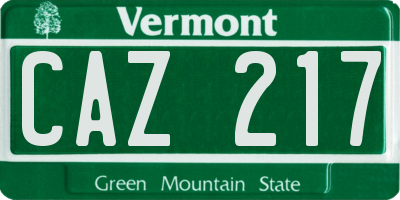 VT license plate CAZ217