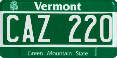VT license plate CAZ220