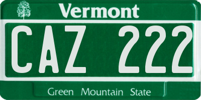VT license plate CAZ222