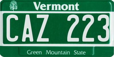 VT license plate CAZ223