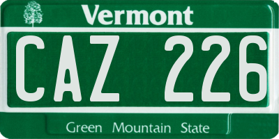 VT license plate CAZ226