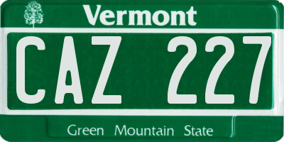 VT license plate CAZ227