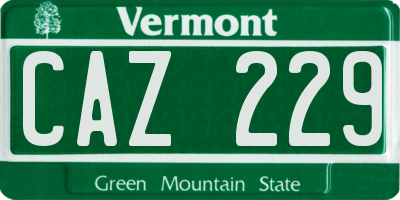 VT license plate CAZ229