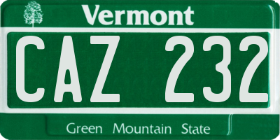 VT license plate CAZ232