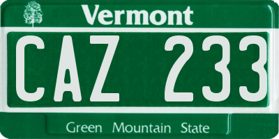 VT license plate CAZ233
