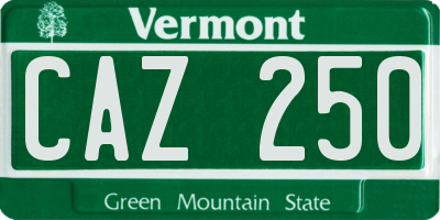 VT license plate CAZ250