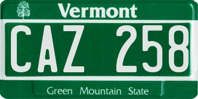 VT license plate CAZ258