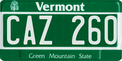 VT license plate CAZ260