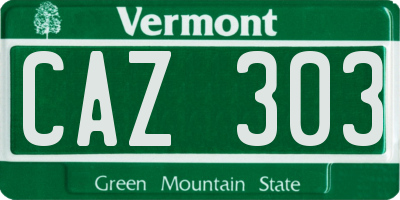 VT license plate CAZ303