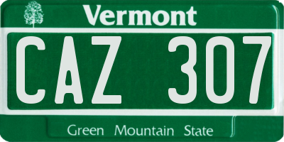 VT license plate CAZ307