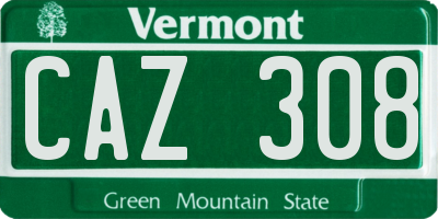 VT license plate CAZ308